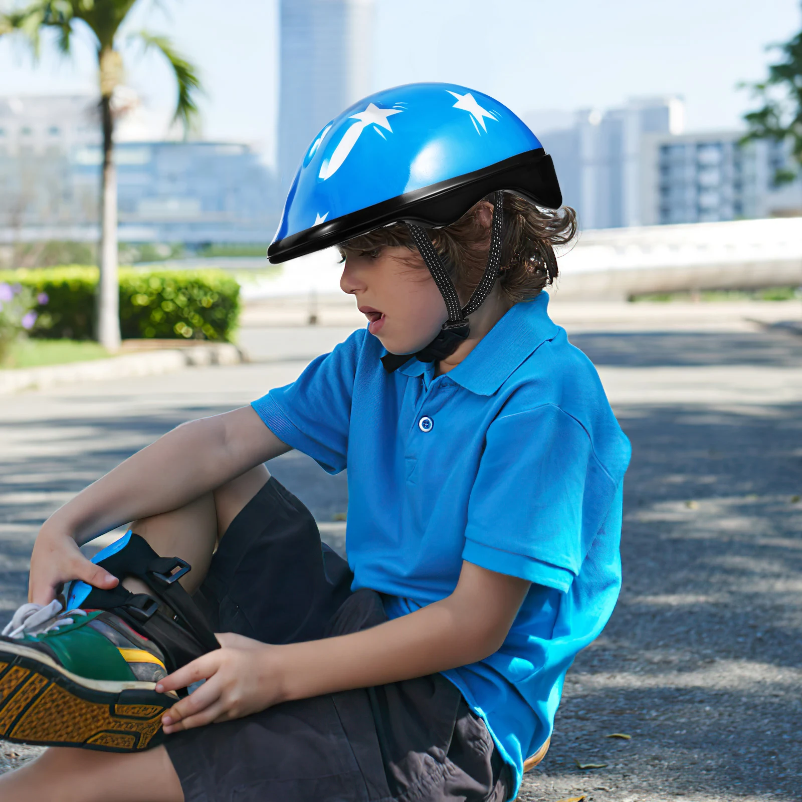 

Cute Star Design Kids Scooter Bike Skateboarding For Children Adjustable Comfortable Breathable Helmets Cycling Roller