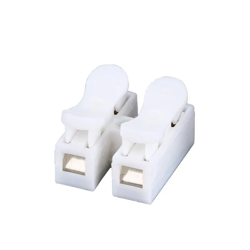 50pcs Push Quick Wire Cable CH2 Connector 10A 220V 2 Pin Push-in Spring Loaded Electrical Connectors for Lighting Electrical