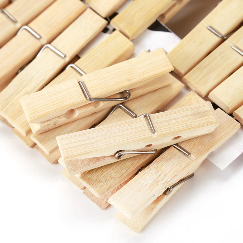 20Pcs Natural Bamboo Clothes Peg Wooden Socks Bed Sheet Wind-Proof Pins Clothespins Craft Clips Household Tools Home Accessories