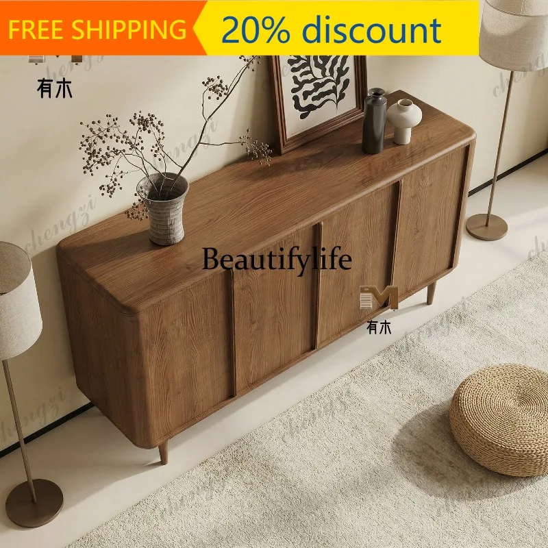 CC   Medieval solid wood dining side cabinet, living room entrance storage storage cabinet, new Chinese decorative cabinet