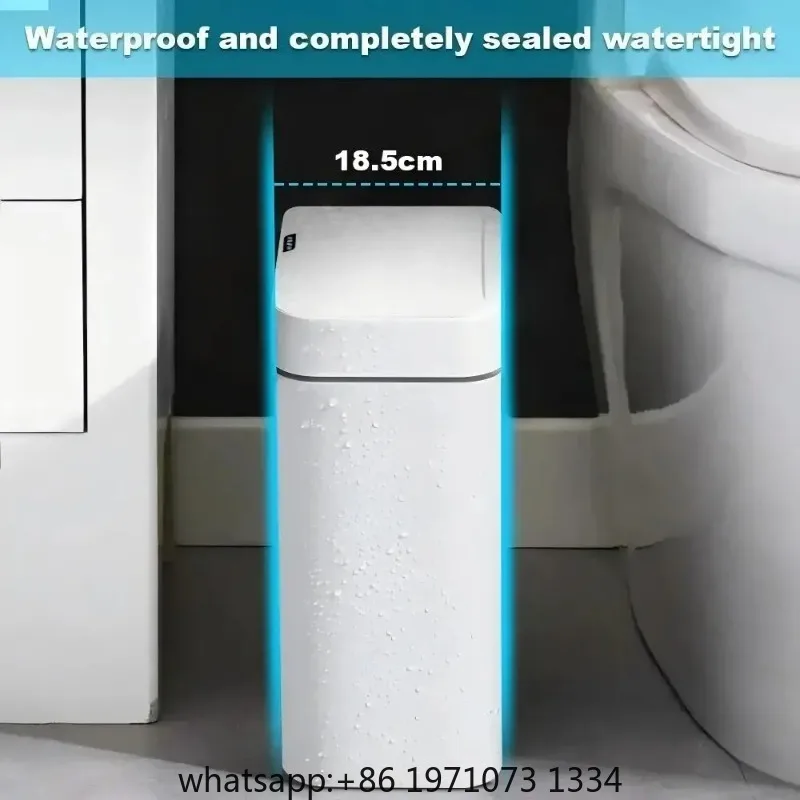 White Touchless 15L Smart Sensor Trash Can – Electronic Bathroom Garbage Bin with Automatic Bagging, Smart Home Compatible