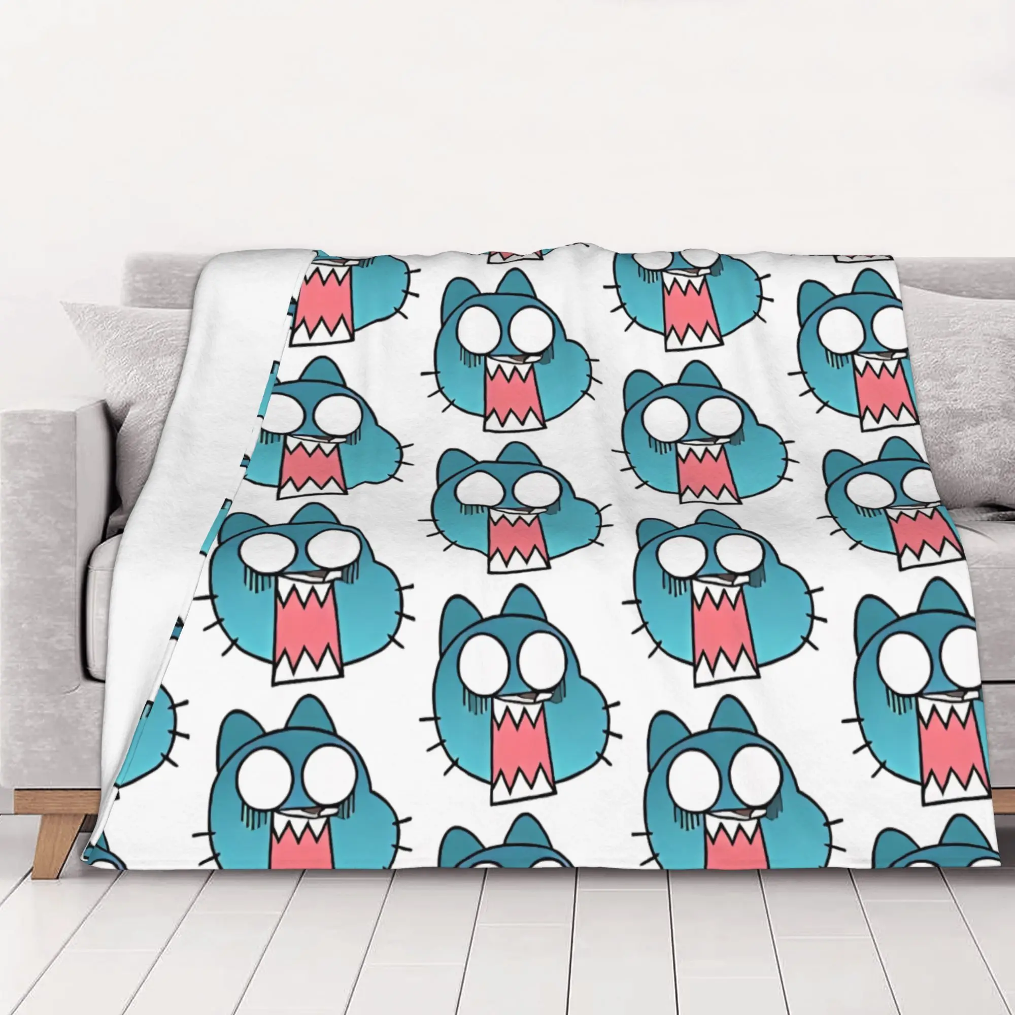 1PC Gumball white tThe Amazing World of Gumball home room decorations Winter Blankets for Adults Bedding Home Interior Sofa Knee