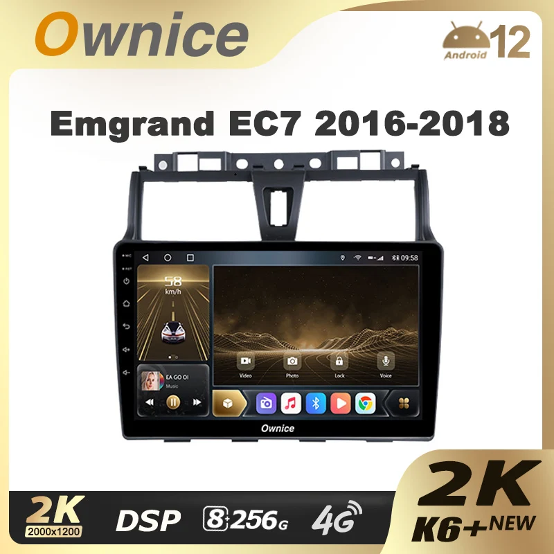 Ownice K6+ 2K For Geely Emgrand EC7 2009 - 2018 Car Radio Navigation Video Stereo Multimedia Player GPS Android 12 No 2din dvd