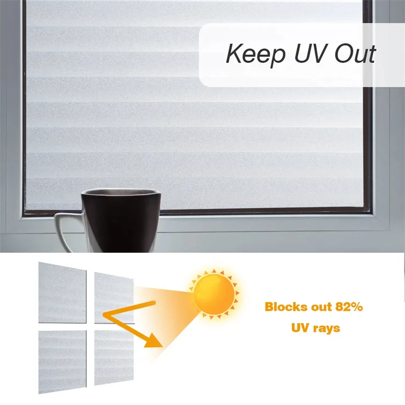 Frosted Glass Window Privacy Film Static Cling Blinds Decorative Film Sun Blocking UV Blocking Window Sticker for Home Office