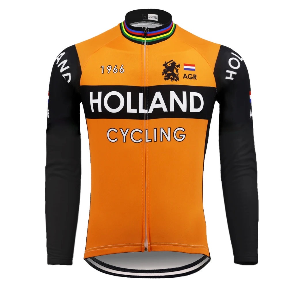 ITALIA  FRANCE HOLLAND Retro Cycling Jersey Long Sleeve Winter Fleece And No Fleece Classic Bike Clothing Maillot Ciclismo