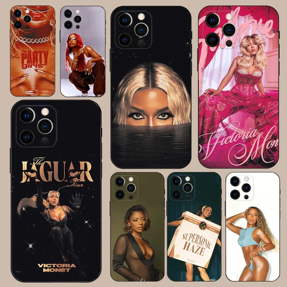 V-Victoria Monet Phone Case For iPhone 16,15,14,13,12,11,Pro,X,XS,Max,XR,Plus,Mini Soft Black Cover