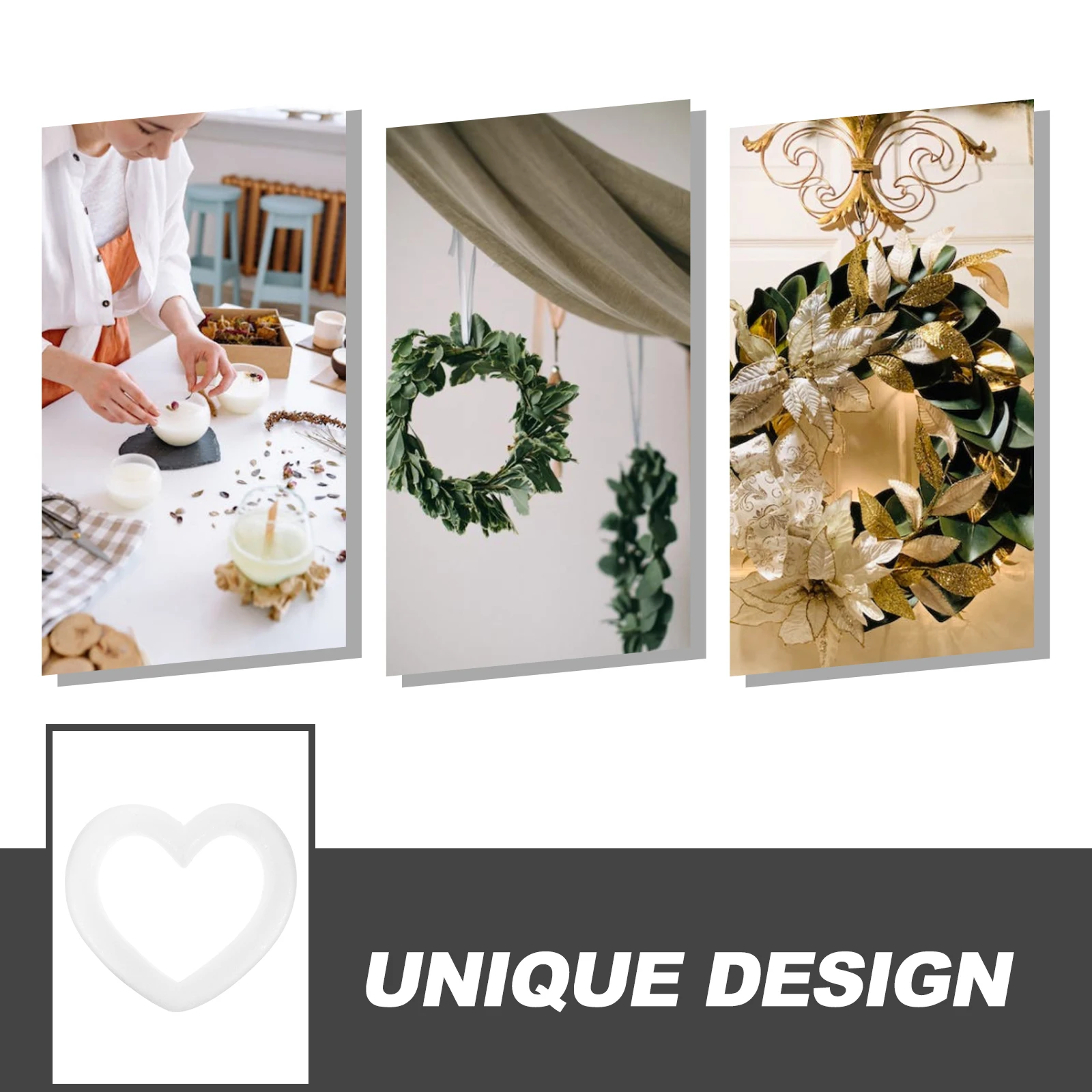 

2pcs Heart Wreath Craft Ring Diy Ornament Christmas Garland Decoration Kids Art Project Circle Pendant Party Decor Festival