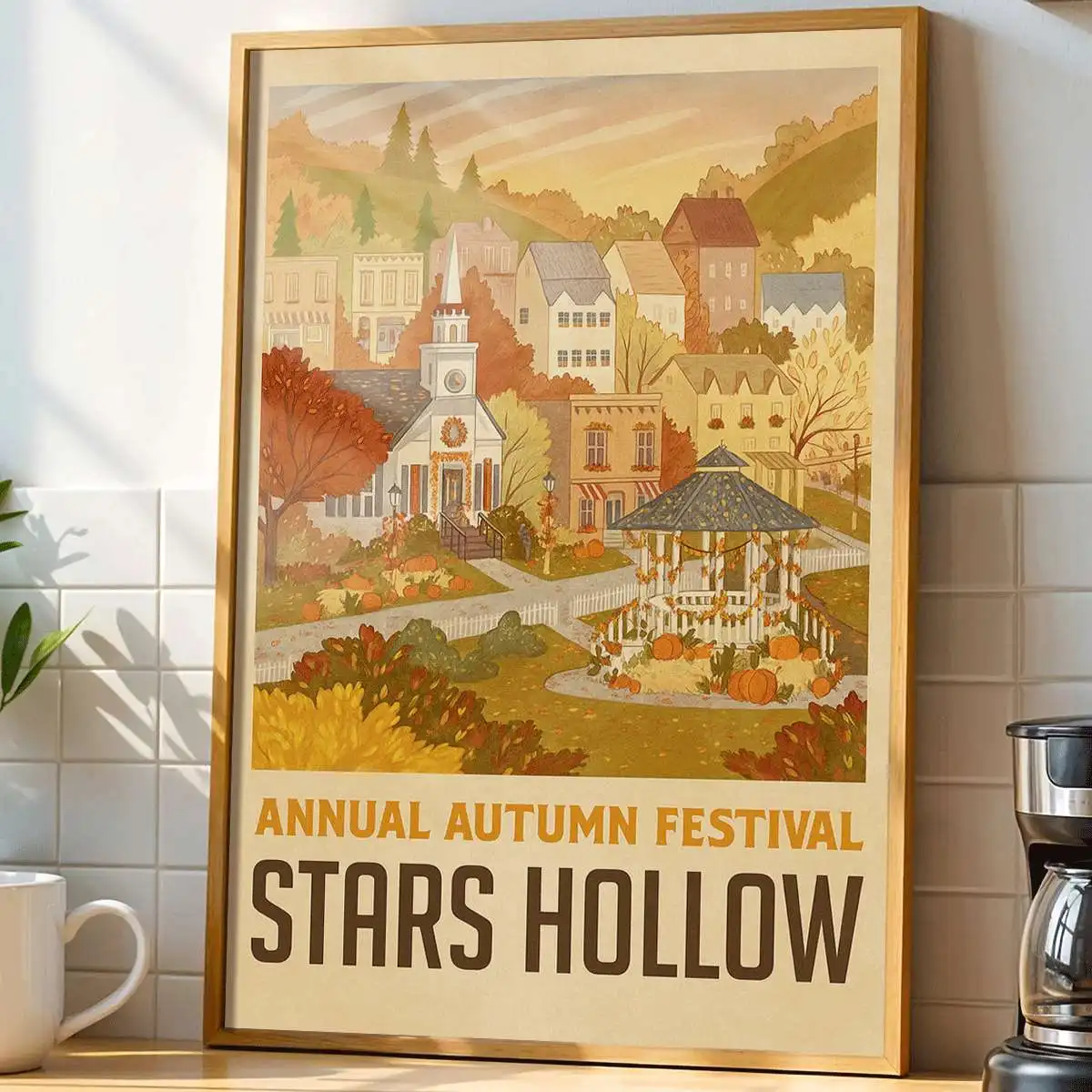 Vintage Autumn Festival Art Stars Hollow Poster Wall Decoration Cute Window Shop Print Home Decor Room Decoration Fall Mural