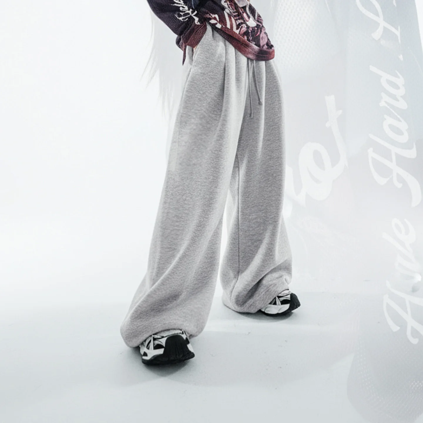 

Светло-серые широкие спортивные брюки Maden с эластичным поясом на шнурке, прямые, свободного кроя, женские повседневные брюки для весны и осени