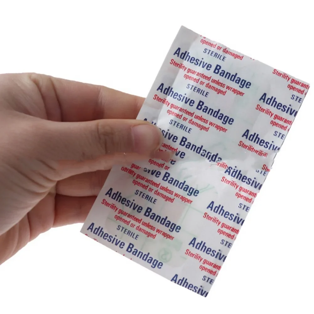 Transparente PU Square Band Aid, bandagem adesiva impermeável, etiqueta protetora, Kit de viagem de emergência, 38x38mm, 50pcs