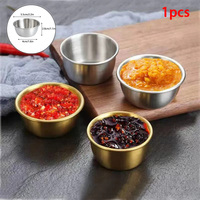 1pc Ketchup Dipping Bowl Appetizer Plates Sushi Vinegar Soy Saucer Dish Stainless Steel Seasoning Dish Kitchen Sauce Cup