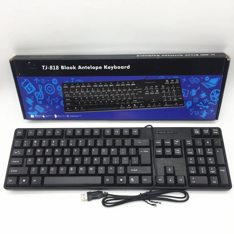 

TJ-818 Wired Single Keyboard Usb Computer General Keyboard Black Wired Keyboard Factory Wholesale