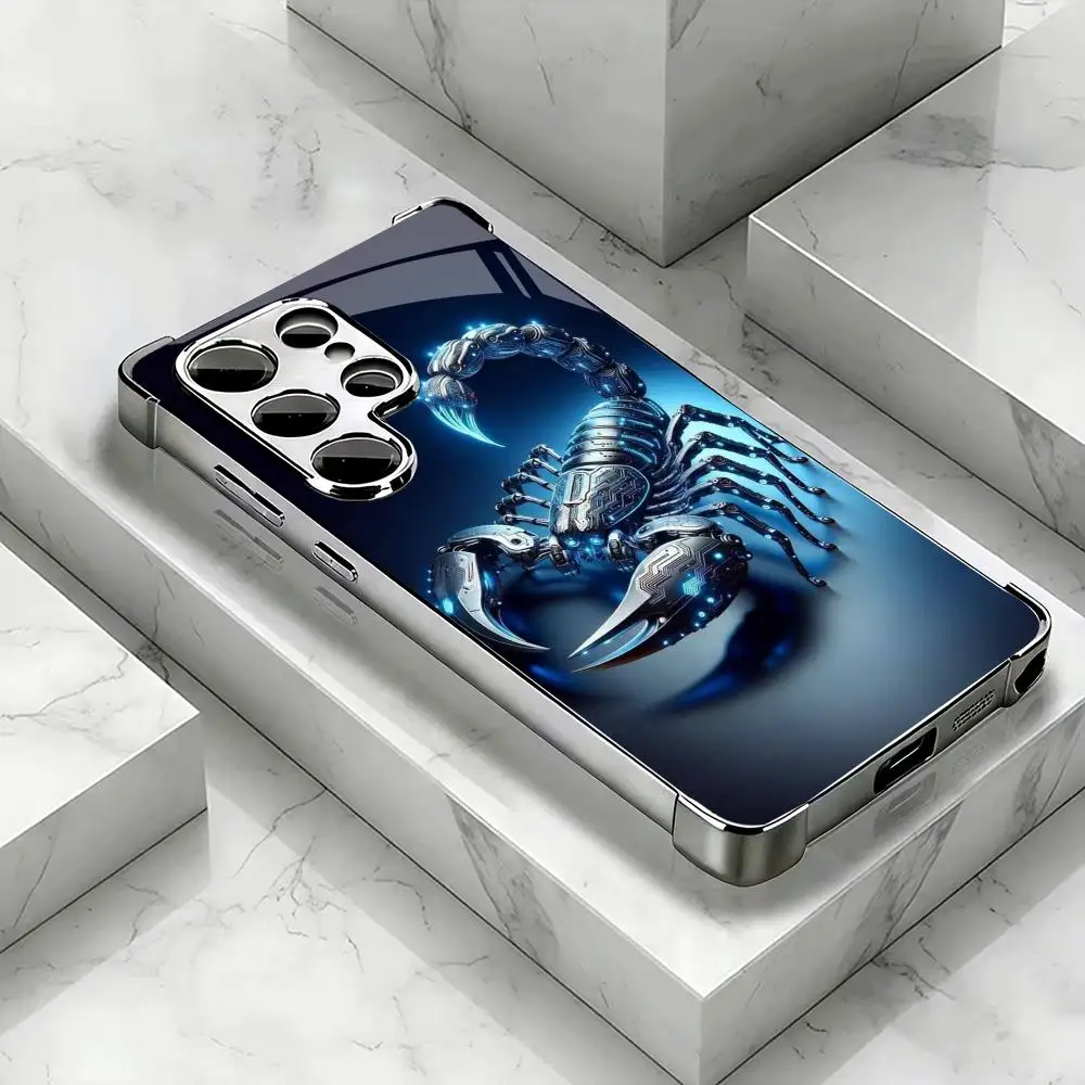 Silver metallic scorpion Transparency Soft shell phone case for Samsung Galaxy S26 S25 S24 S23 S22 FE,Ultra,Plus Drop resistant