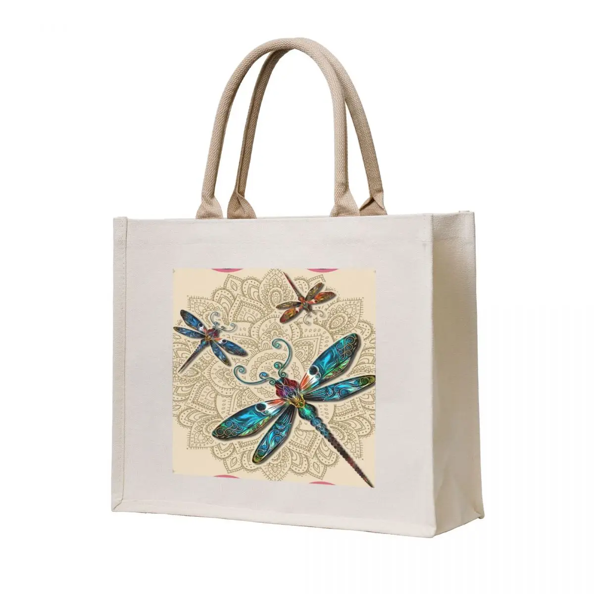 

Dragonfly Vintage Mandala Tote Bag reusable shopping bag tote bag custom eco folding