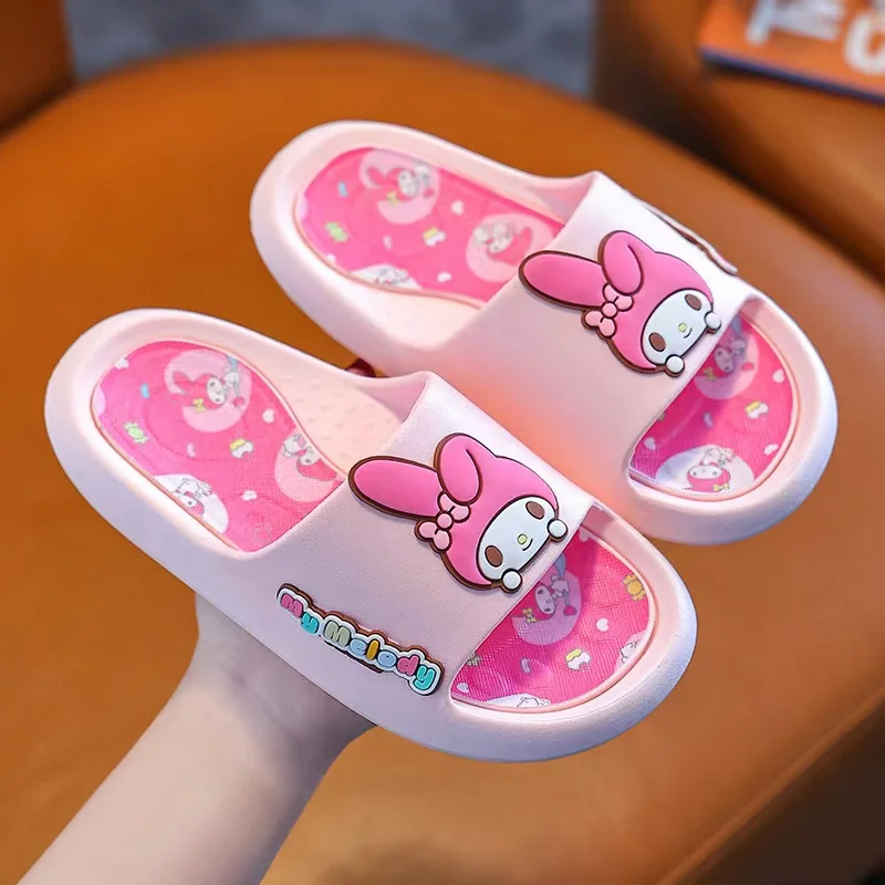 Sanrio Hello Kitty Summer Slippers Kawaii Kuromi My Melody Cinnamoroll Anime Outdoor Bathroom Beach Anti-Slip Sandal For