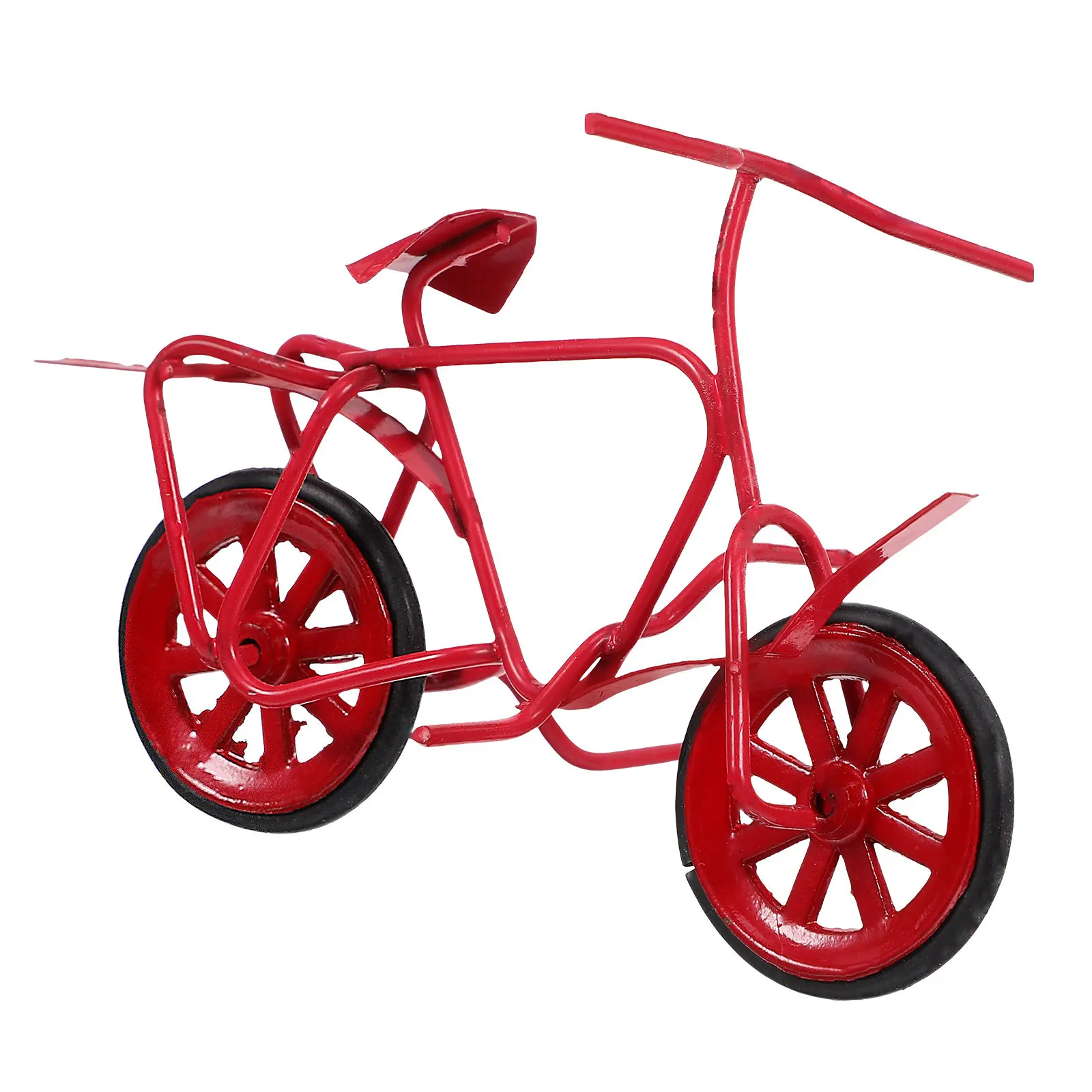 Miniature Metal Bicycle Lightweight Retro Style Decorative Small Bike Ornament for Mini House Garden Park Desktop Decoration