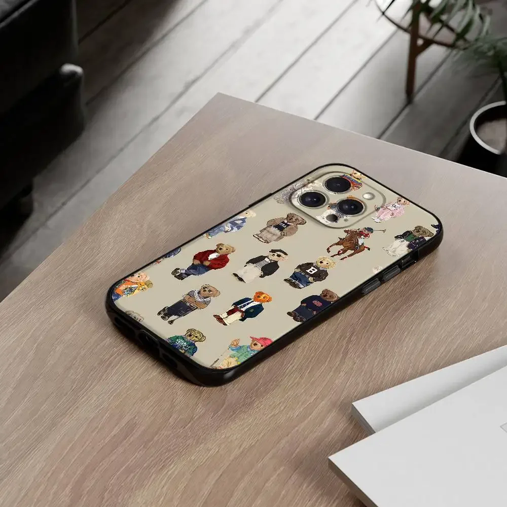 Fashion Teddy Bear Phone Case For iPhone 17 16 15 11 12 14 13 Pro Max Mini XS XR 7 Plus 17E Air Shockproof Silicone Cover Fundas view 3