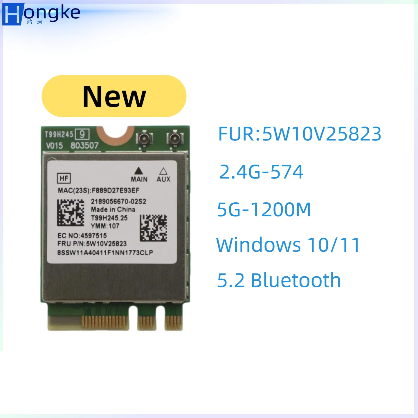 

5W10V25823 New for ThinkPad X13 L13 T14 P14s T14s E14 L14 E15 L15 Wireless WiFi Card WLAN Adapters MT7921 M.2
