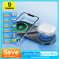 Baseus 20W Dual Wireless Chargers for iPhone 16 15 14 Airpod Pro Fast Qi Wireless Charger for Samsung Xiaomi 12 Pro Charging Pad