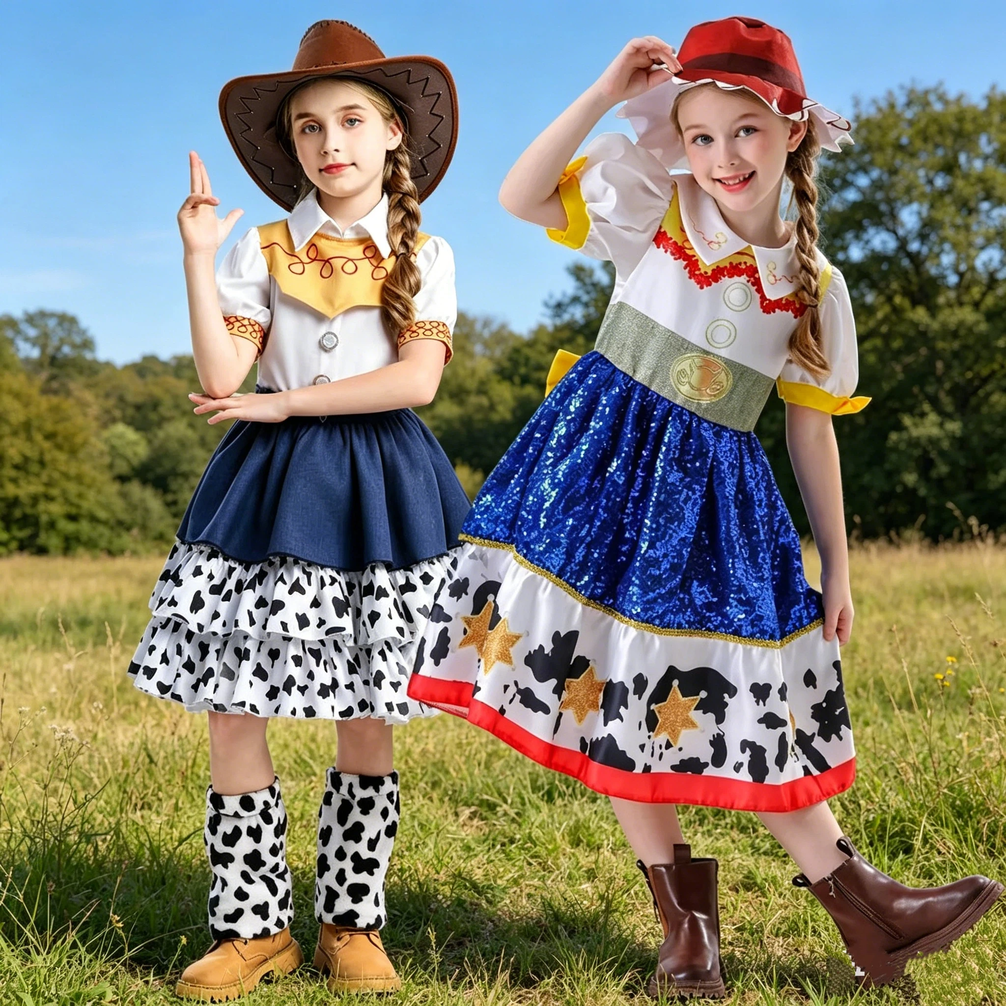 

Cowgirl Cosplay Princess Dress Enfant Blue Costume Enfants Western Rodeo Fancy Dresses Up For Halloween Party New Arrival 2026