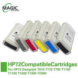 NEW For HP 72 6 Color 130ml  Compatible Ink Cartridges with Chip For HP72 Designjet T610 T770 T795 T1100 T1120 T1200 T1300 T2300