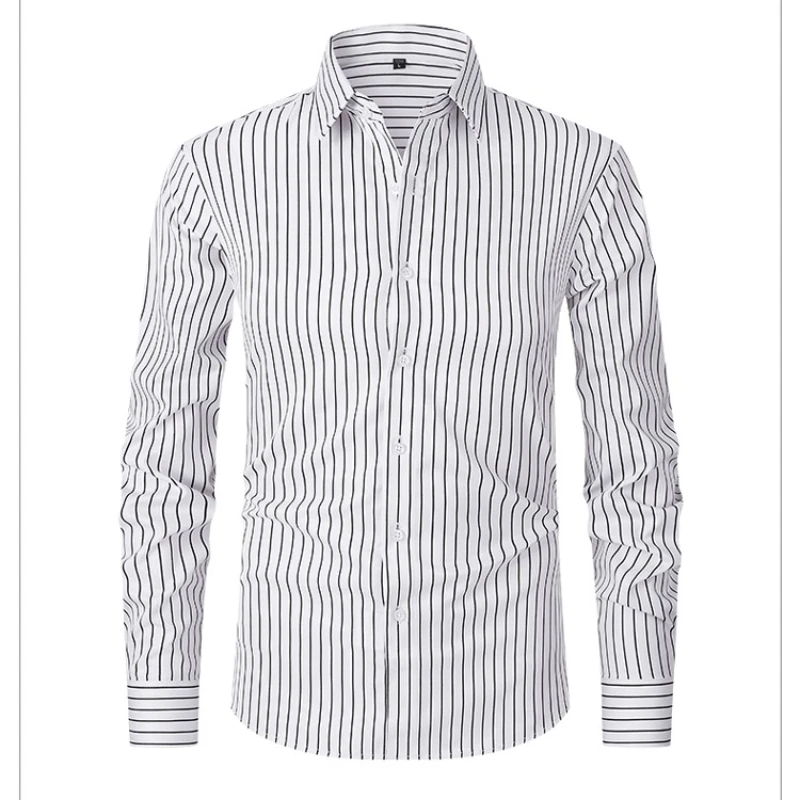 

Men's Striped Office Shirt Non-ironing Anti-wrinkle Workwear Comfortable Breathable Business Casual Long Sleeve Dress Shirts Men
