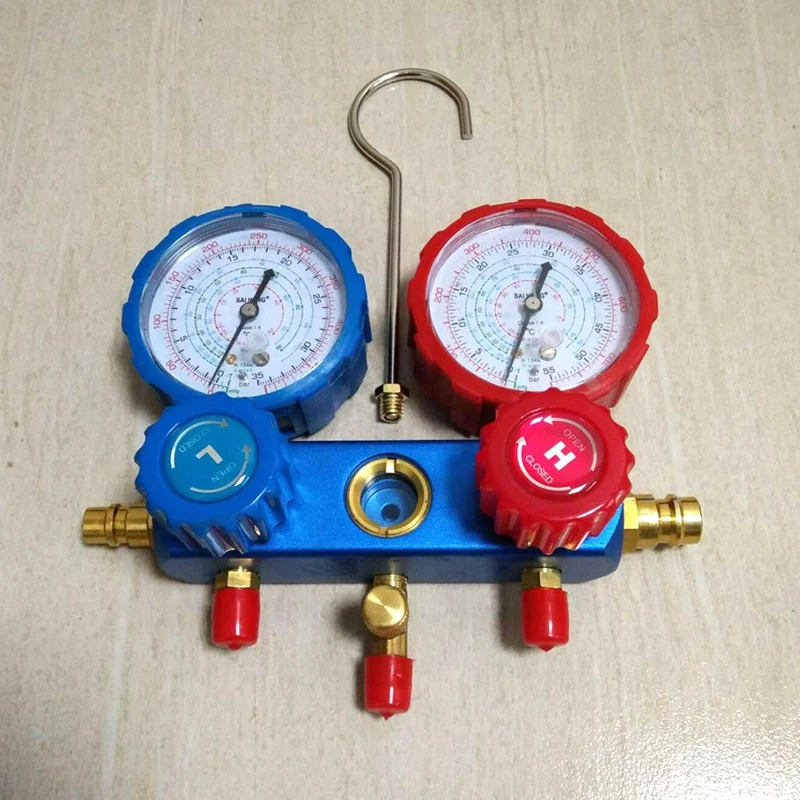 Auto Manifold Gauge Set A/C Refrigeration Kit With 2 Quick Coupler AC Manifold Gauge Set For R134A Air-Conditioning Refrigeratio