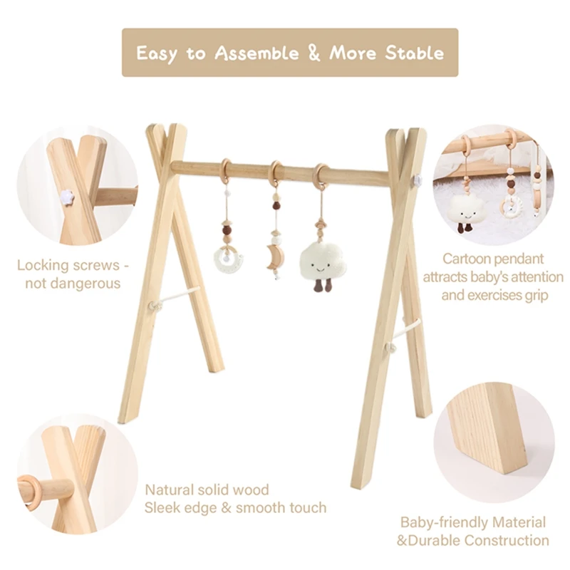 Let \'s Make Wooden Baby Gym Крокодиловая кожа, авокадо, плюшевый кулон, деревянное кольцо, детская игрушка Teether