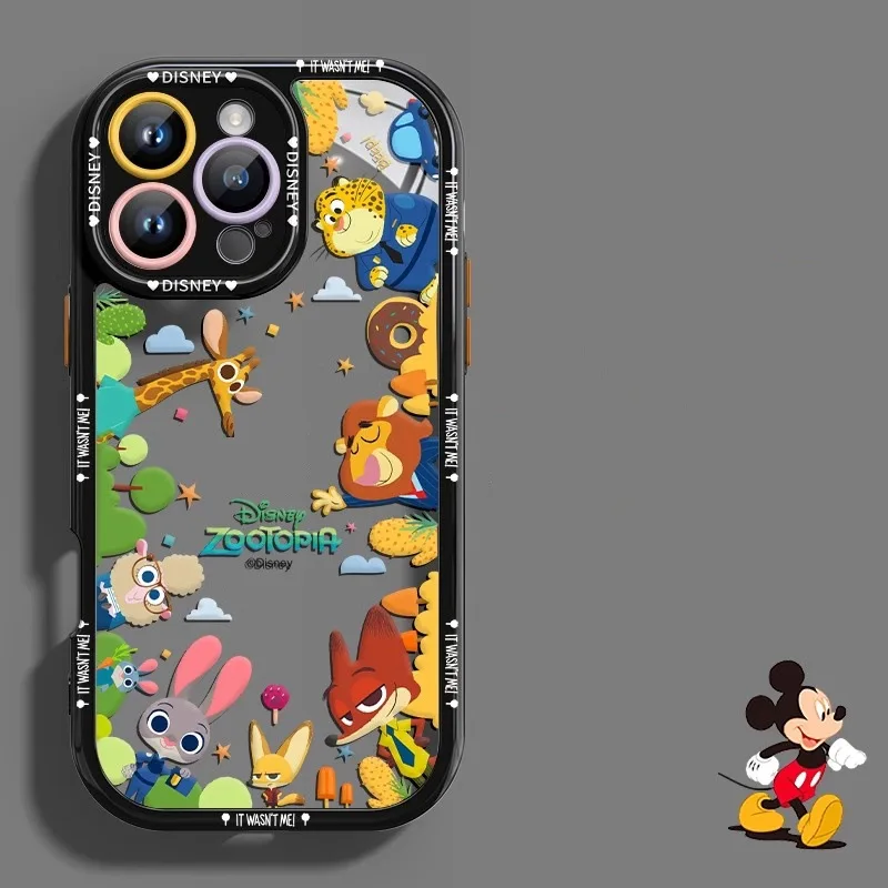 

Милый прозрачный чехол для телефона с рисунком Zootopia для iPhone 16 Pro 15 14 Pro 12 Pro Max, мягкий прозрачный противоударный чехол из ТПУ