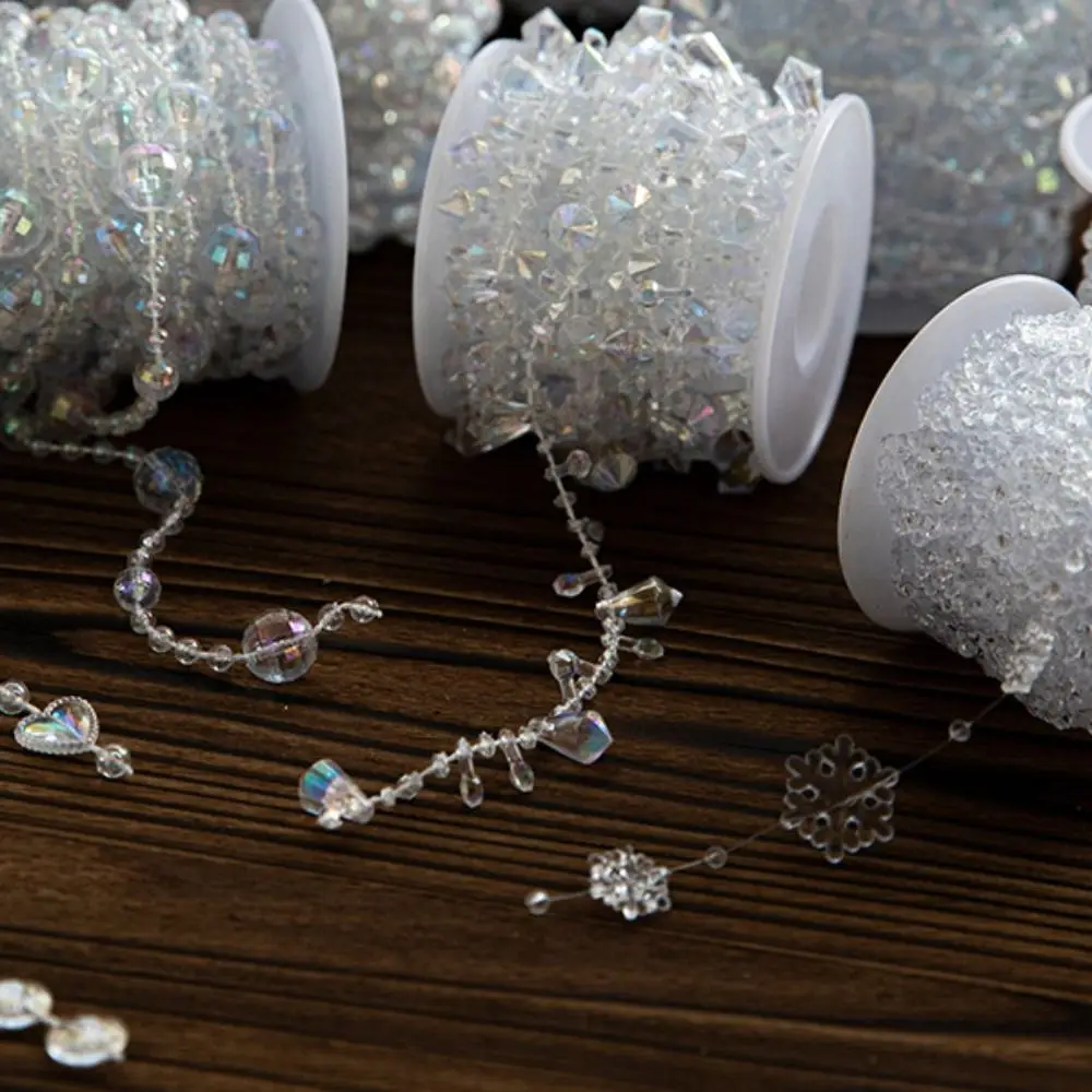 Artificial Christmas Tree Bead String 5/10 Meter Imitation Pearl Christmas Decoration Fishing Line DIY Christmas Beads Chain