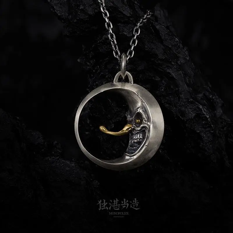 Personality Moon Pinocchio Pendant Necklace Goth Punk Cool Long Chain Necklace Hip Hop Jewelry Accessories Gifts