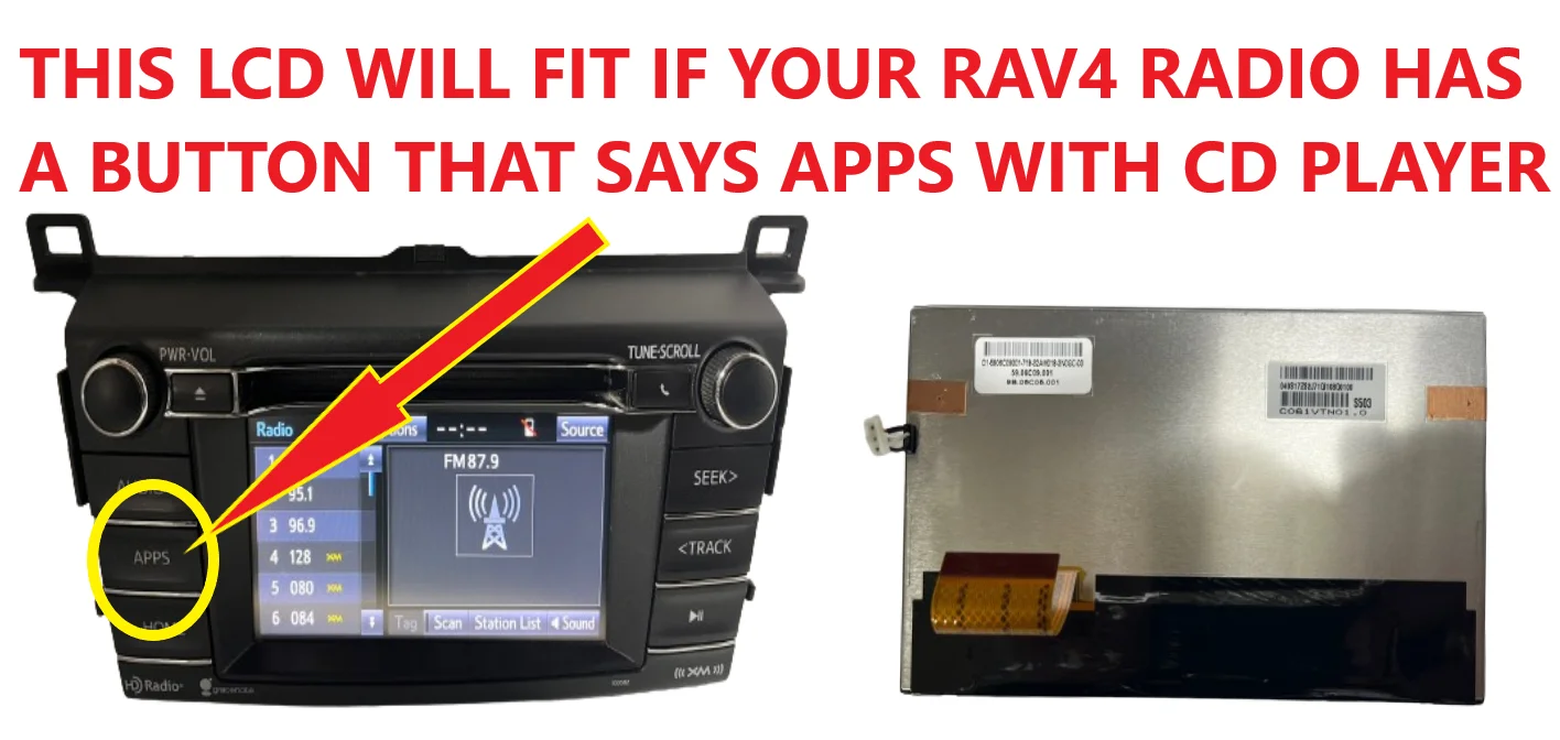 

C061VTN01.0 6.1-inch LCD Display for 2014 15 16 17 18 Toyota RAV4 Radio Navigation GPS (APPS)