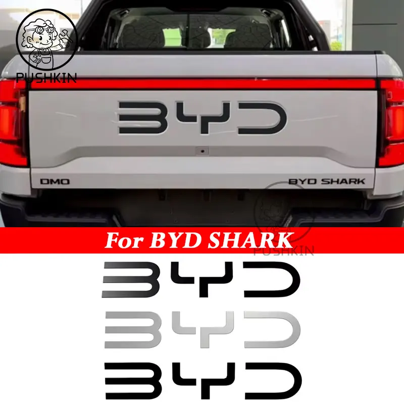 

For BYD Shark 6 Trunk Standard 3D Badge Logo Sticker Glossy Black Sticker Decoration Automobiles Parts Accesorios Para