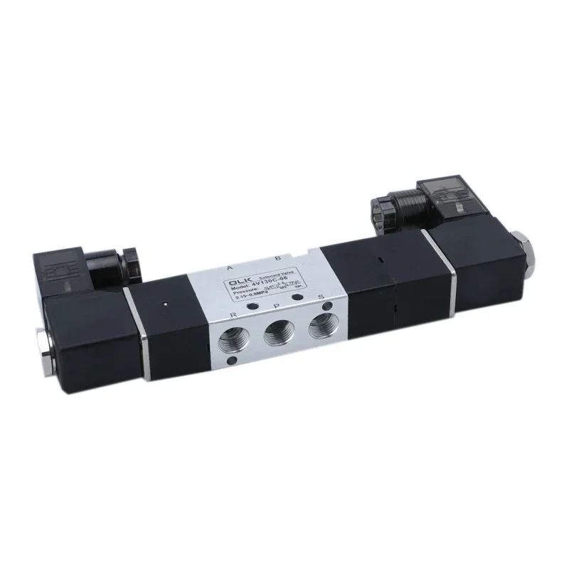 

Solenoid valve 4V130C-06 Double headed Double control 5 Way 3 Position Power down hold Pneumatic directional valve