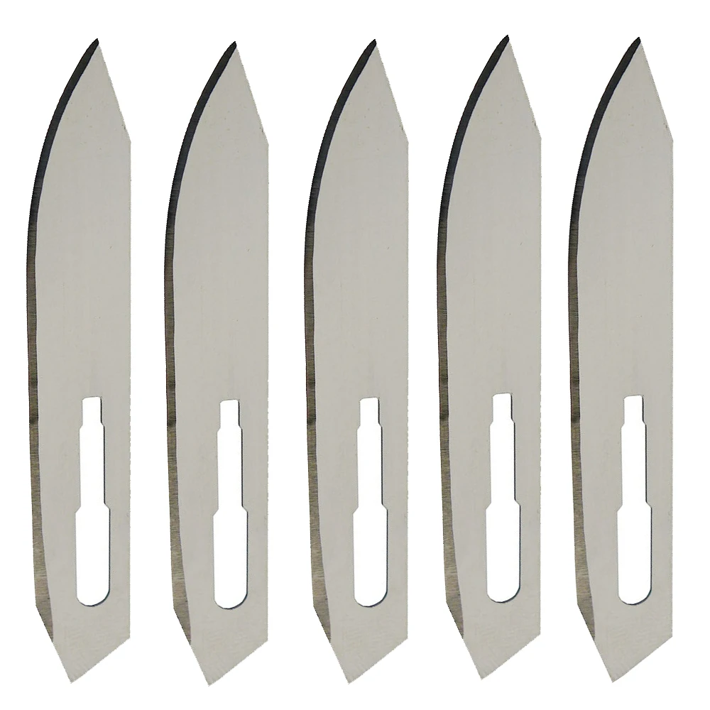 

5 Pieces of NO.60 Gauge High Carbon Steel Surgical Blades with Sharp Small Blades for Outdoor Art Knife Unboxing and Cutting