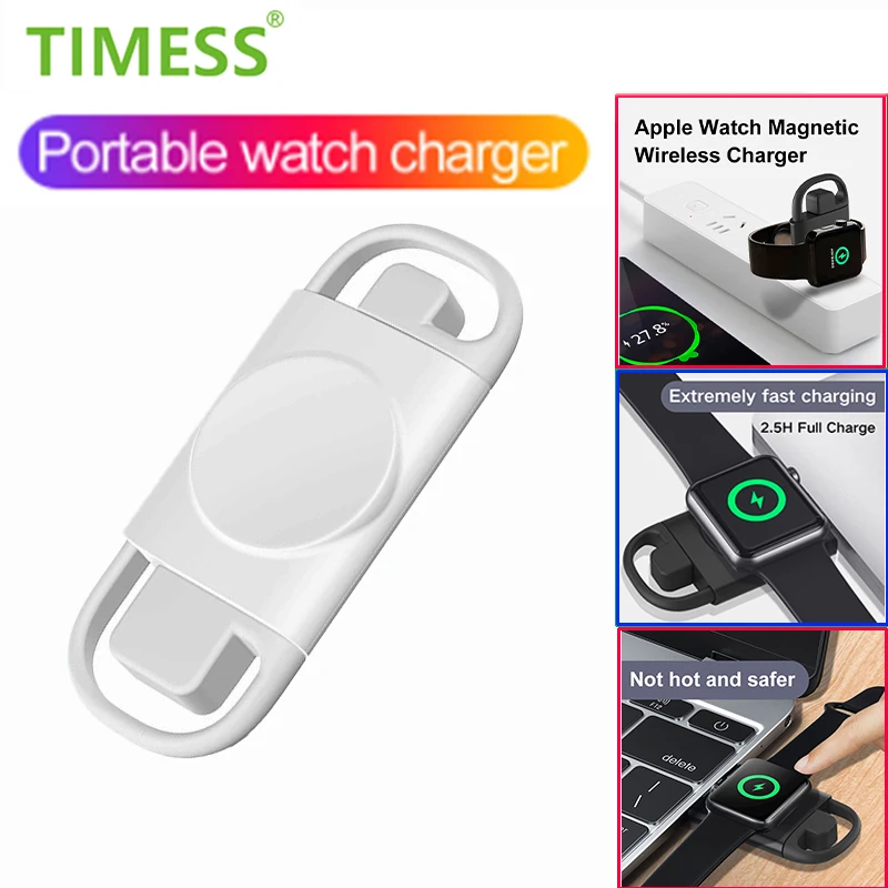 Portable USB-A USB-C 2 in 1 Wireless Charger for Apple Watch 9 8 7 6 5 Fast Charging Station for iWatch SE ultra