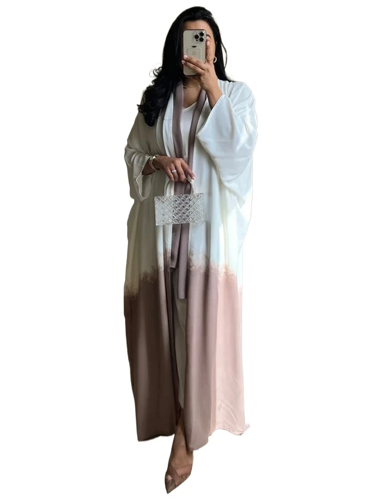 

Ramadan Eid Summer Tie Dyeing Color Open Batwing Kimono Abaya Dubai Muslim Modest Dress Islam Clothing Abayas For Women Kaftan