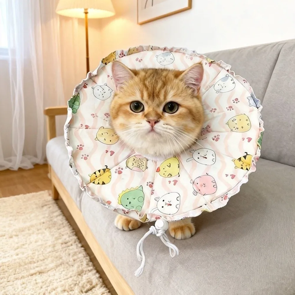 

Adjustable Cat Elizabethan Collar Cartoon Pattern Anti Biting Pet Protective Cone Collar Waterproof Breathable