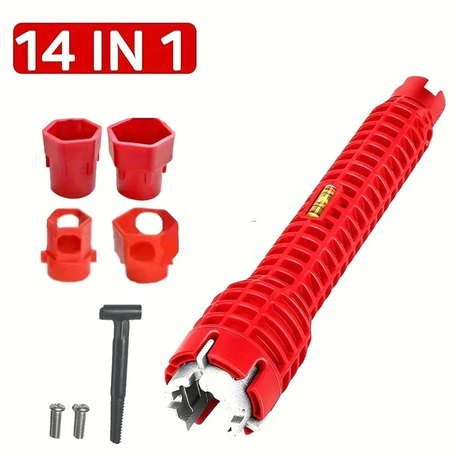 14 w 1 Klucz do kranu zlewowego Narzędzie do naprawy instalacji wodno-kanalizacyjnej Uchwyt Klucz z podwójną głowicą Narzędzie instalacyjne Zestaw kluczy zapadkowych do łazienki