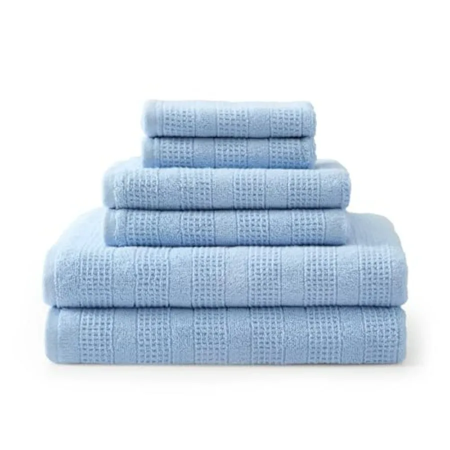 Bath Towels for bathroom use, 100 cotton material, Bedford Cottage Blue color, soft absorbent with textured weave and 500 GSM w