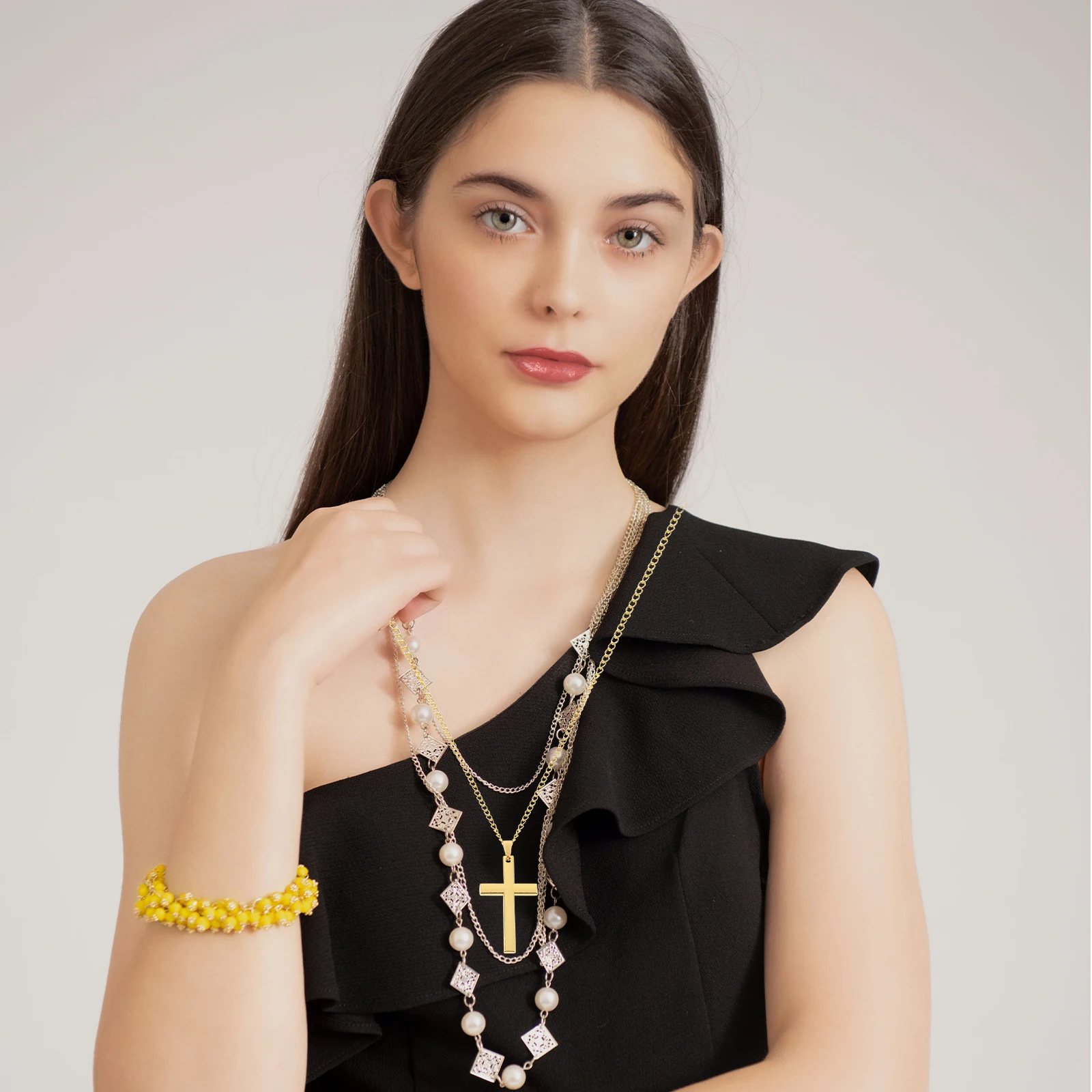 

3 Pcs Crosses Necklaces for Decor Jewelry Clothing Women's Golden Chain Miss