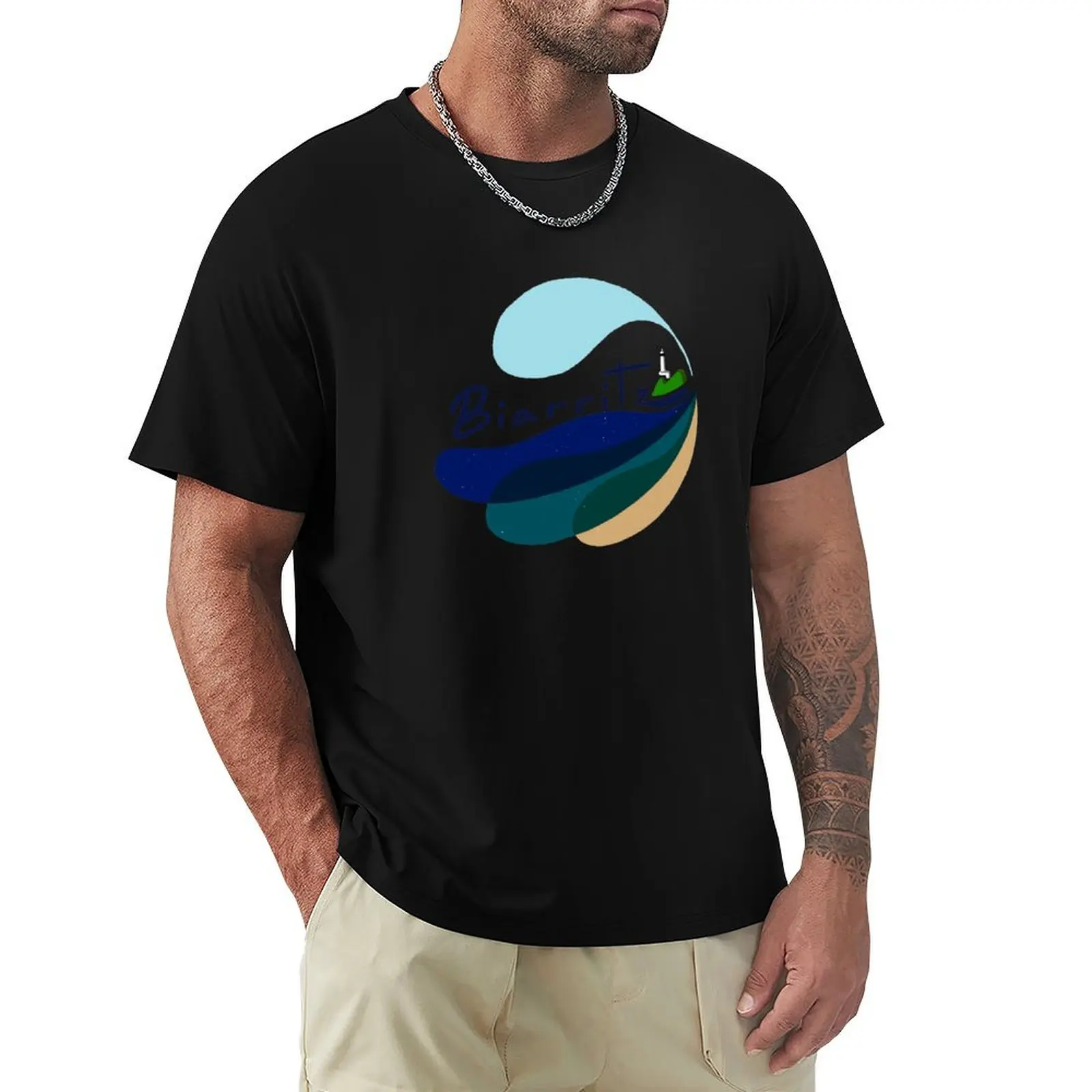 Biarritz logo Plage du Miramar Pays Basque T-Shirt t shirts for man slim fit T-Shirt