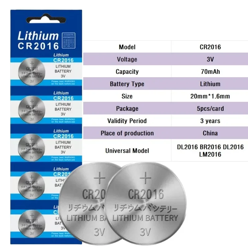 2-120pcs CR2016 Performance Lithium Button Battery DL2016 BR2016 LM2016 3V  Coin Cell Watch Batteries for Toys Clock Remote