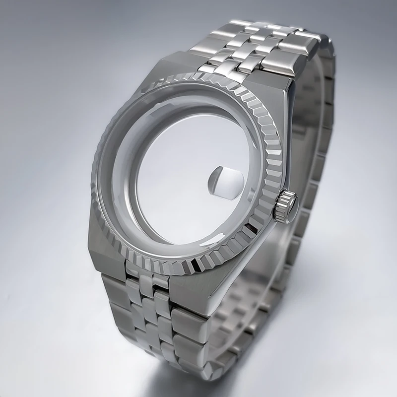 

39.5mm New NH35 Case Land Dwelle Style Strap Set Accessories Stainless Steel Sapphire Glass Fit NH35 NH38 Movement Watch Case