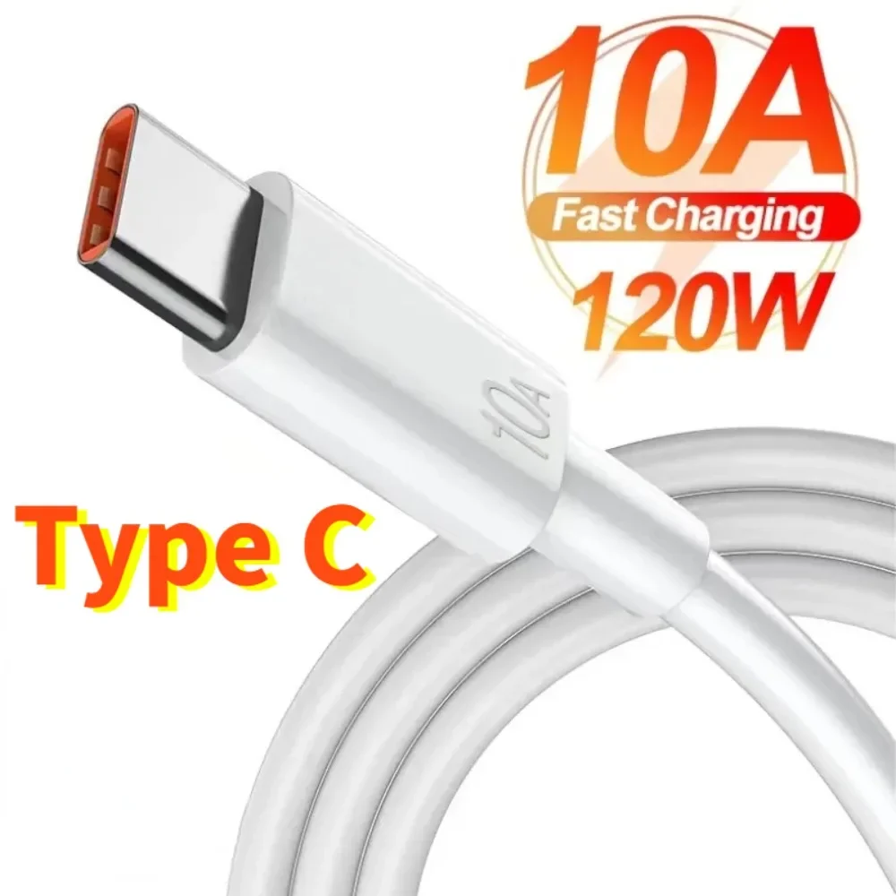 

120W 10A Type C Type-C Quick Charging Cable for Xiaomi Huawei USB C Mobile Phone Data Cord Super Fast Charge Data Cable