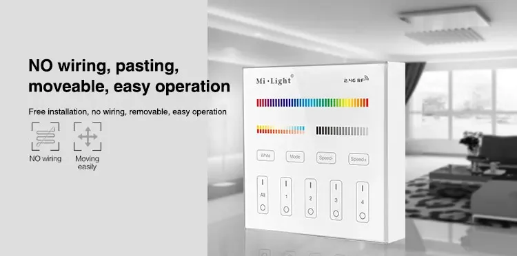 Free shipping Milight B4 4-Zone RGBW RGB RGBW+CCT Smart Panel Remote Controller for led strip lights lamp bulb led tape ribbon image 4