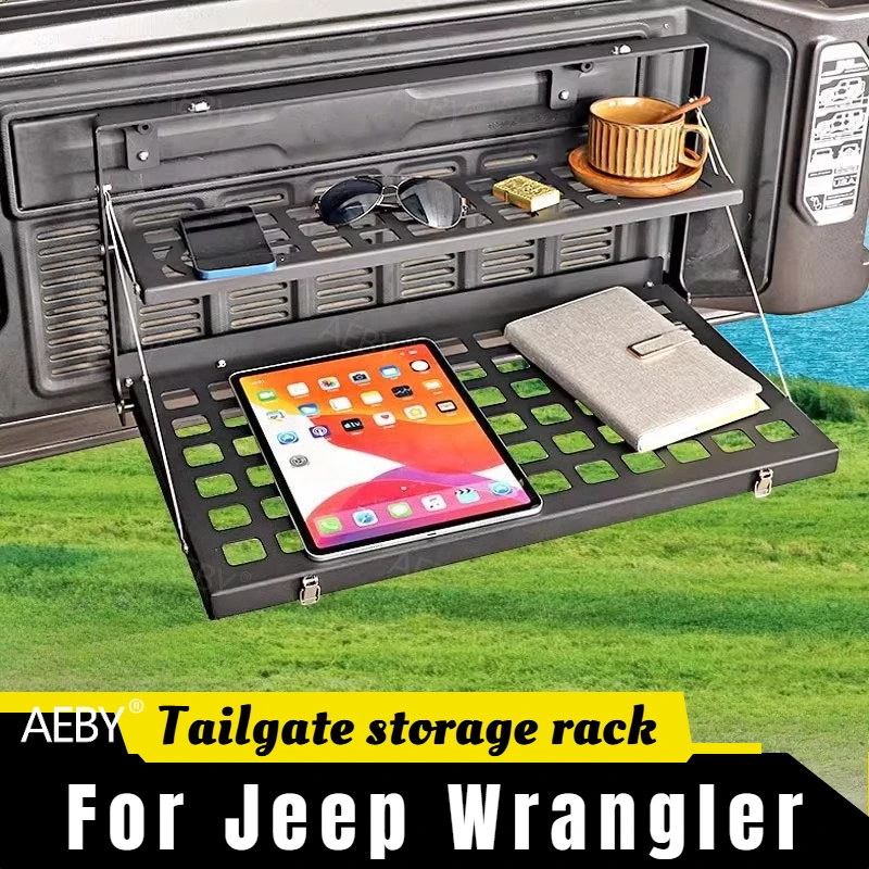 

For Jeep Wrangler 2018-2024 Panel cargo storage rack,Tailgate tactical board storage rack trunk expansion rack,Accessories