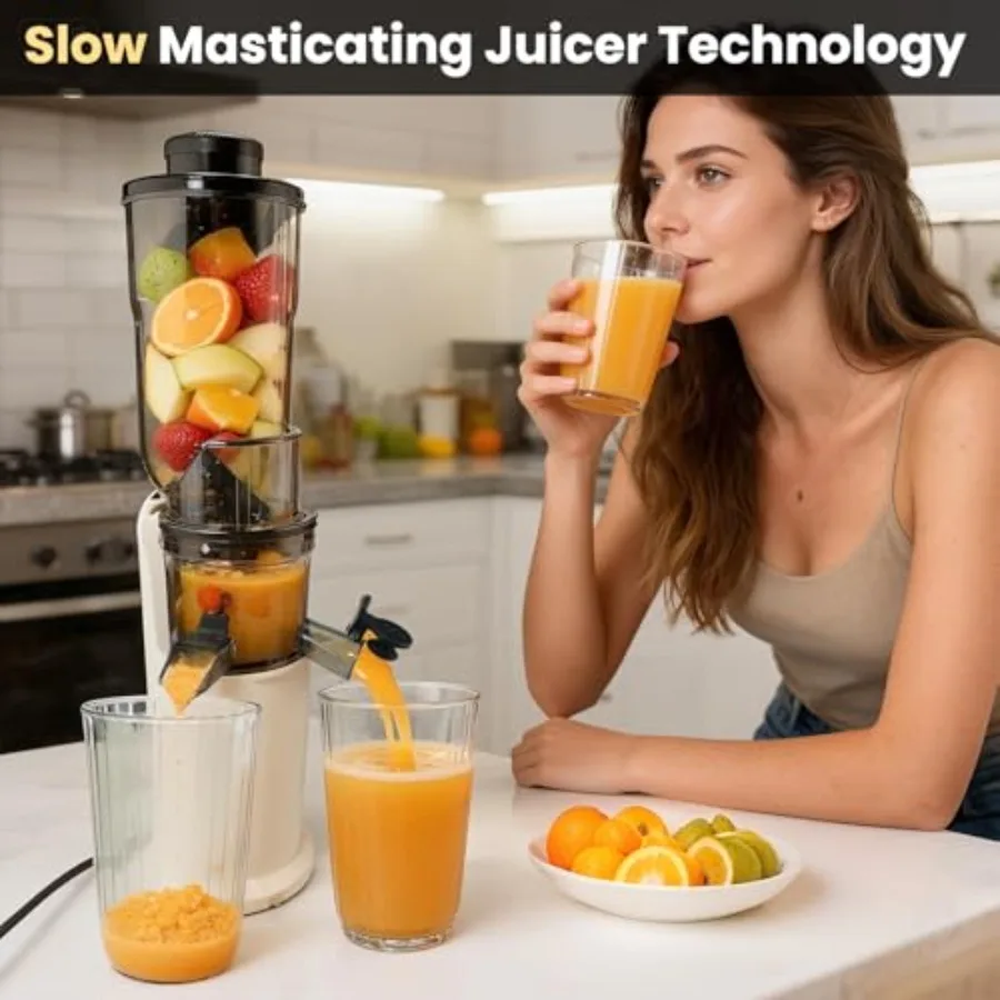 عصارة الضغط البارد 3.1 بوصة آلات العصير 150 واط مضغ عصارة بطيئة لعصير الخضار الطازجة والفواكه عصير عالي الإنتاجية Ex