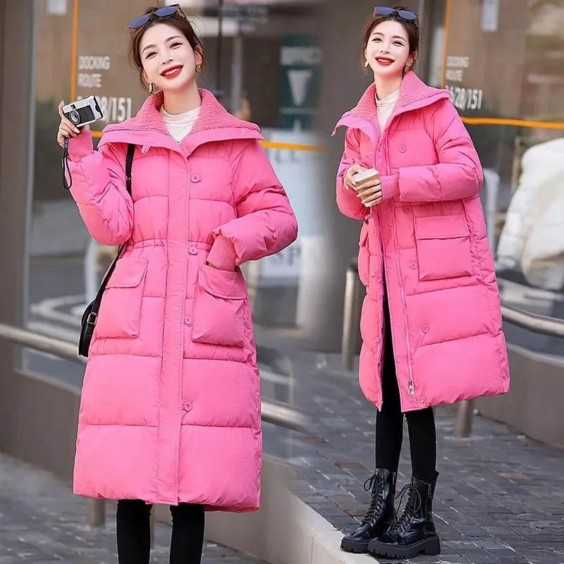 Women\'s Winter Snow Parkas 2024 New Style Korean Thicken Cotton Coat Jacket Long Casual Puffer Overcoat Student Windproof Outerw