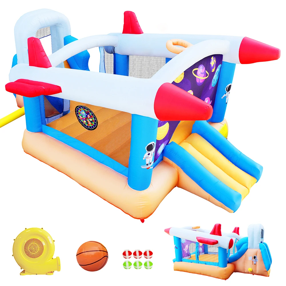 Multifunctional Inflatable Bounce House Extra Large 187 x 122 x 81'' Extra Thick Material Jumping Castle With Long Slide